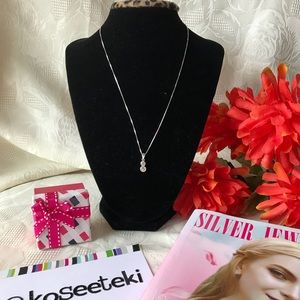 925 Silver 2 Stone necklace LP38